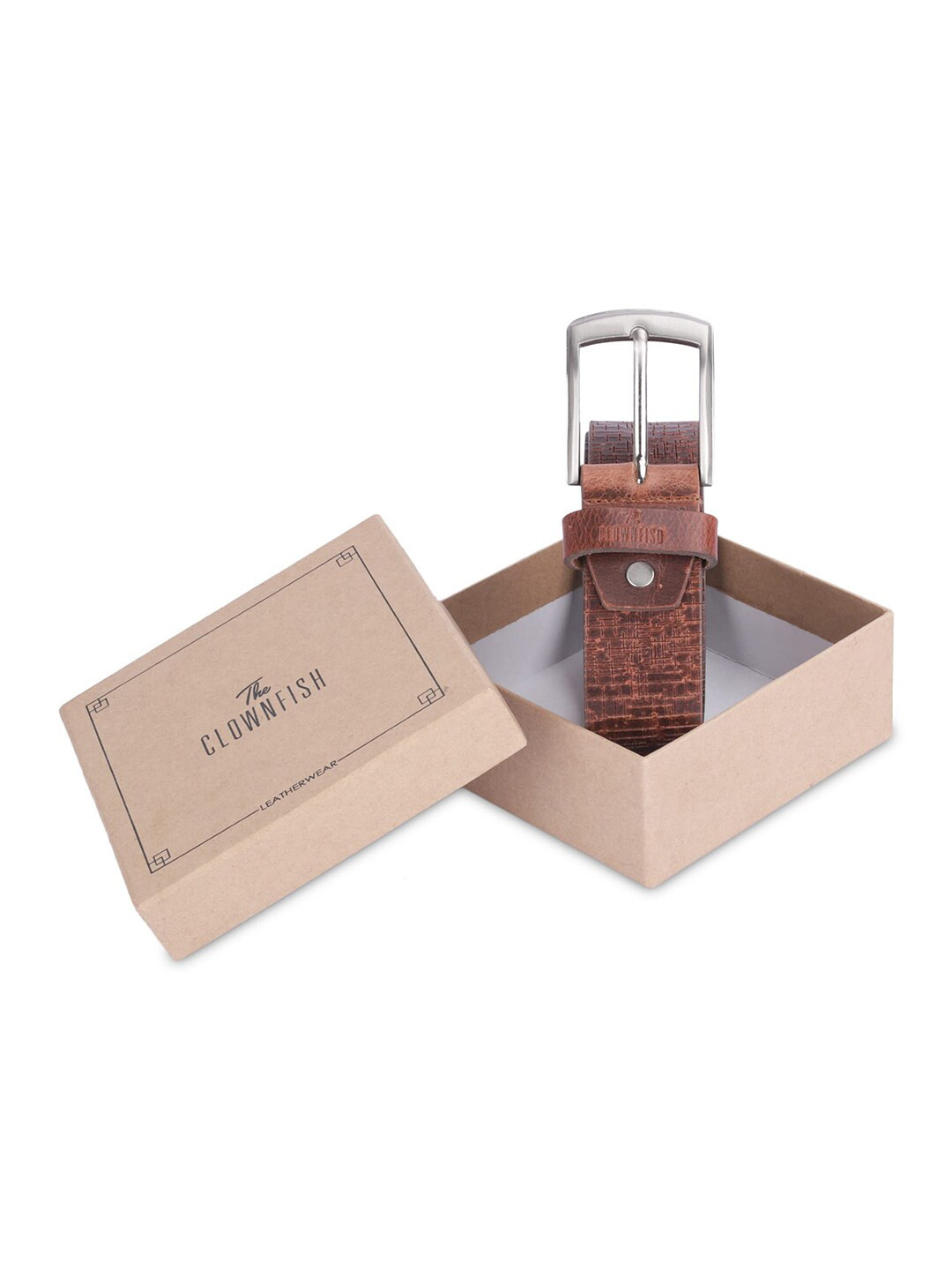 THE CLOWNFISH Men Textured Tang Closure Leather Belt