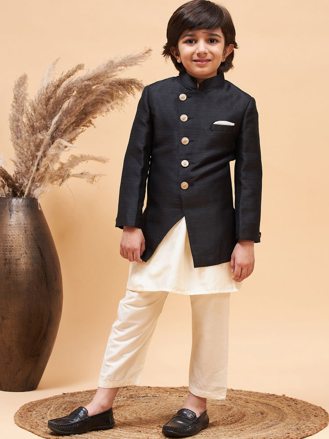 VASTRAMAY Boys Angrakha Style Sherwani Set