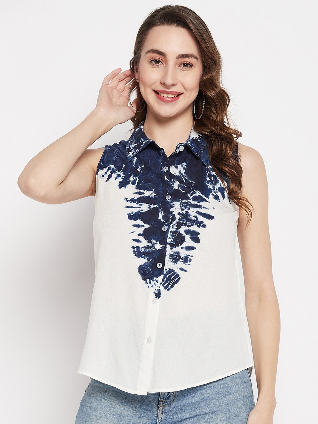 Ruhaans Tie And Dye Shirt Collar Casual Shirt