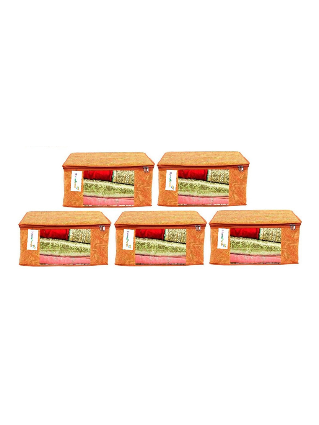 Home Fresh Orange 5 Pieces Printed Multi-Utility Organisers