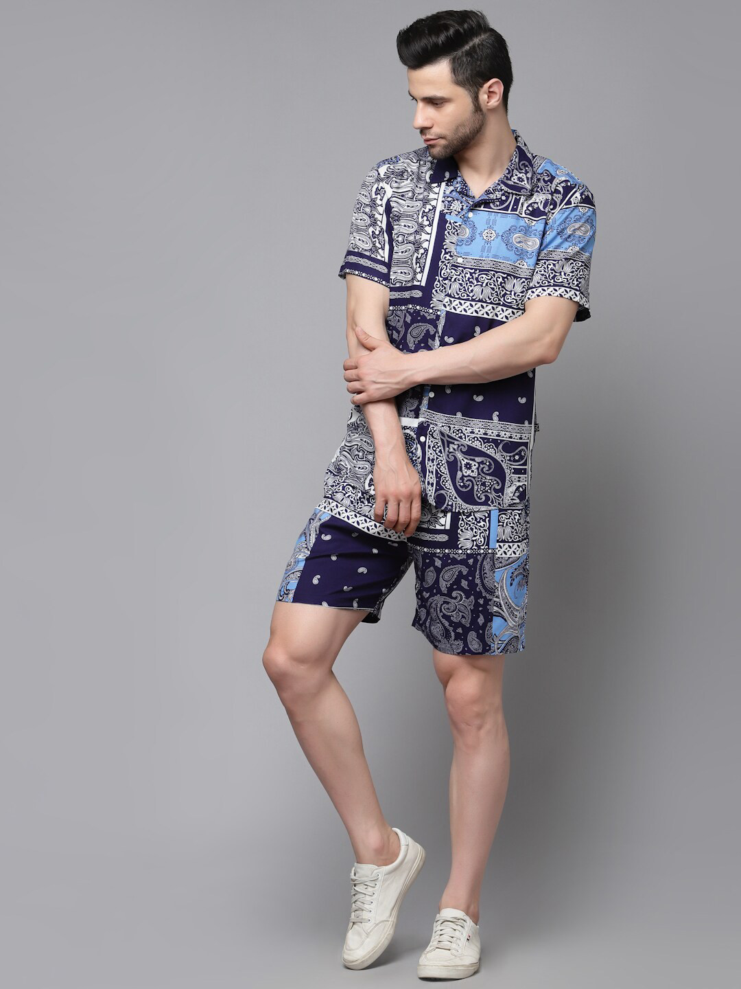 Rigo Printed Slim Fit Shirt & Shorts Co-Ords