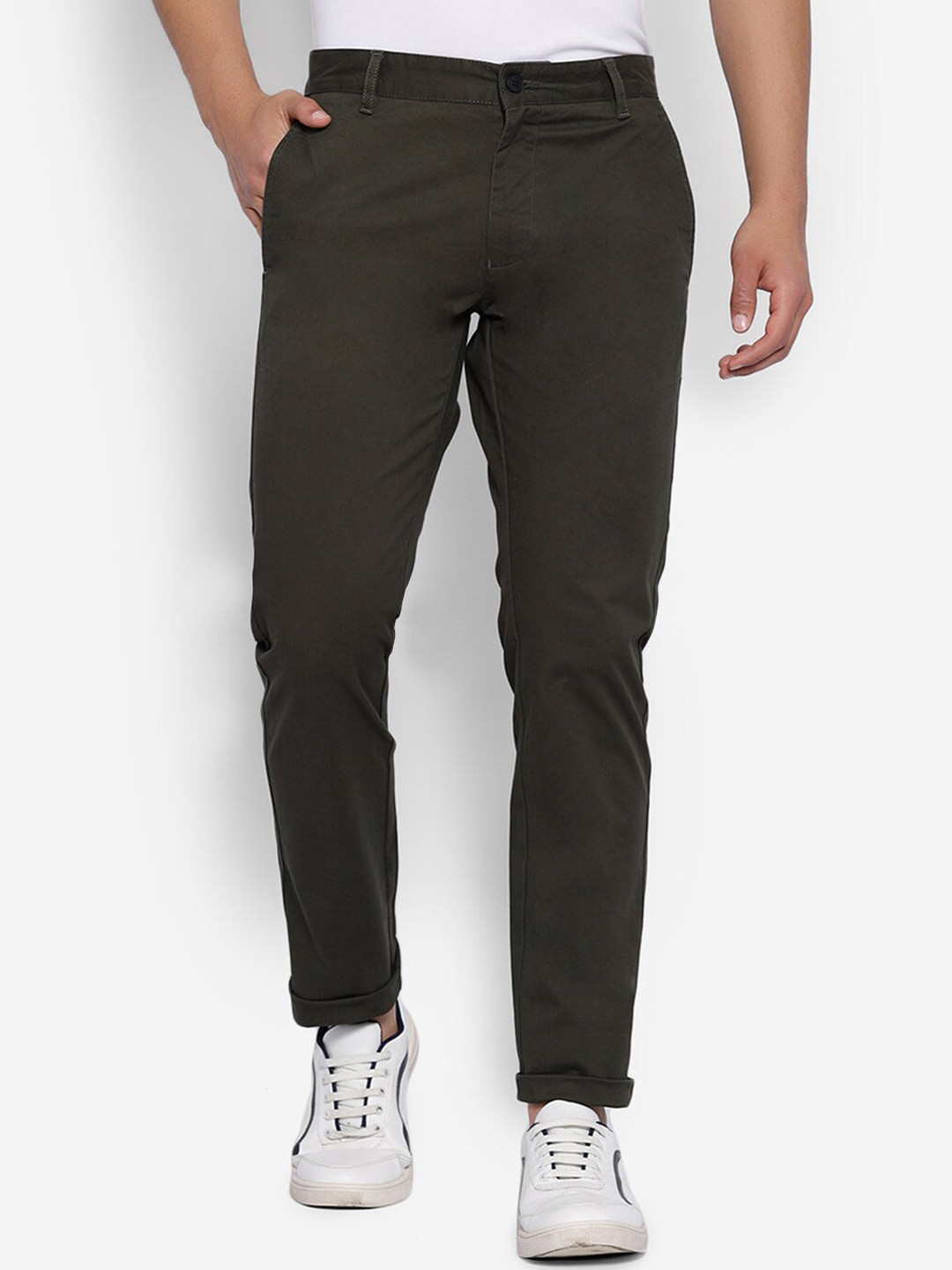 JUMP USA Men Mid-Rise Relaxed Chinos Trousers
