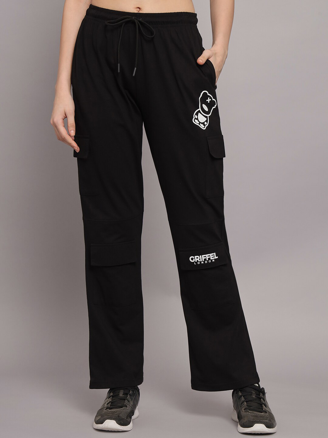 GRIFFEL Women Regular Fit Cargo Styled Cotton Track Pants