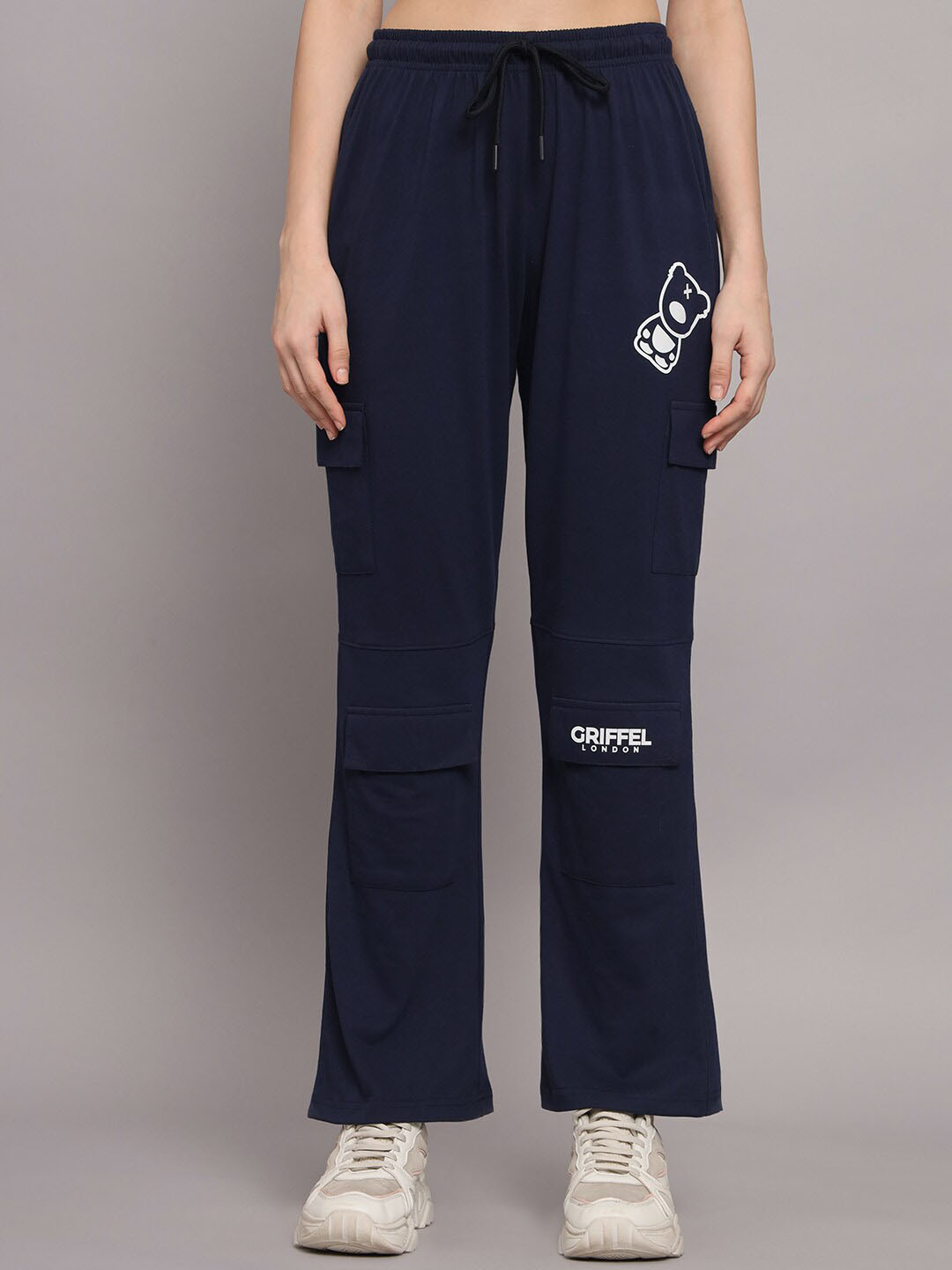 GRIFFEL Women Regular Fit Cargo Styled Cotton Track Pants