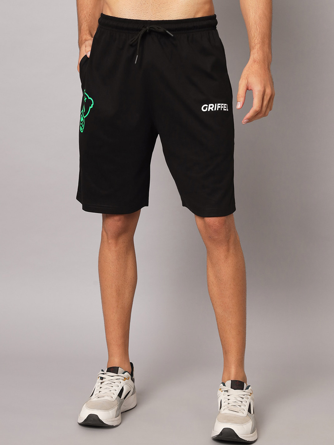 GRIFFEL Men Loose Fit Cotton Mid-Rise Training or Gym Sports Shorts