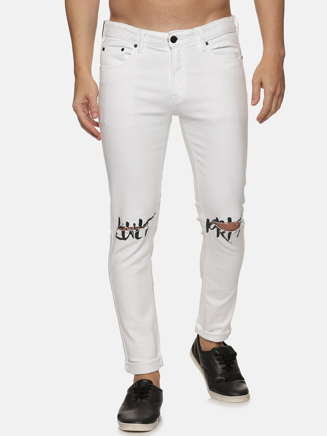KULTPRIT Men Skin Tight Skinny Fit Slash Knee Stretchable Jeans