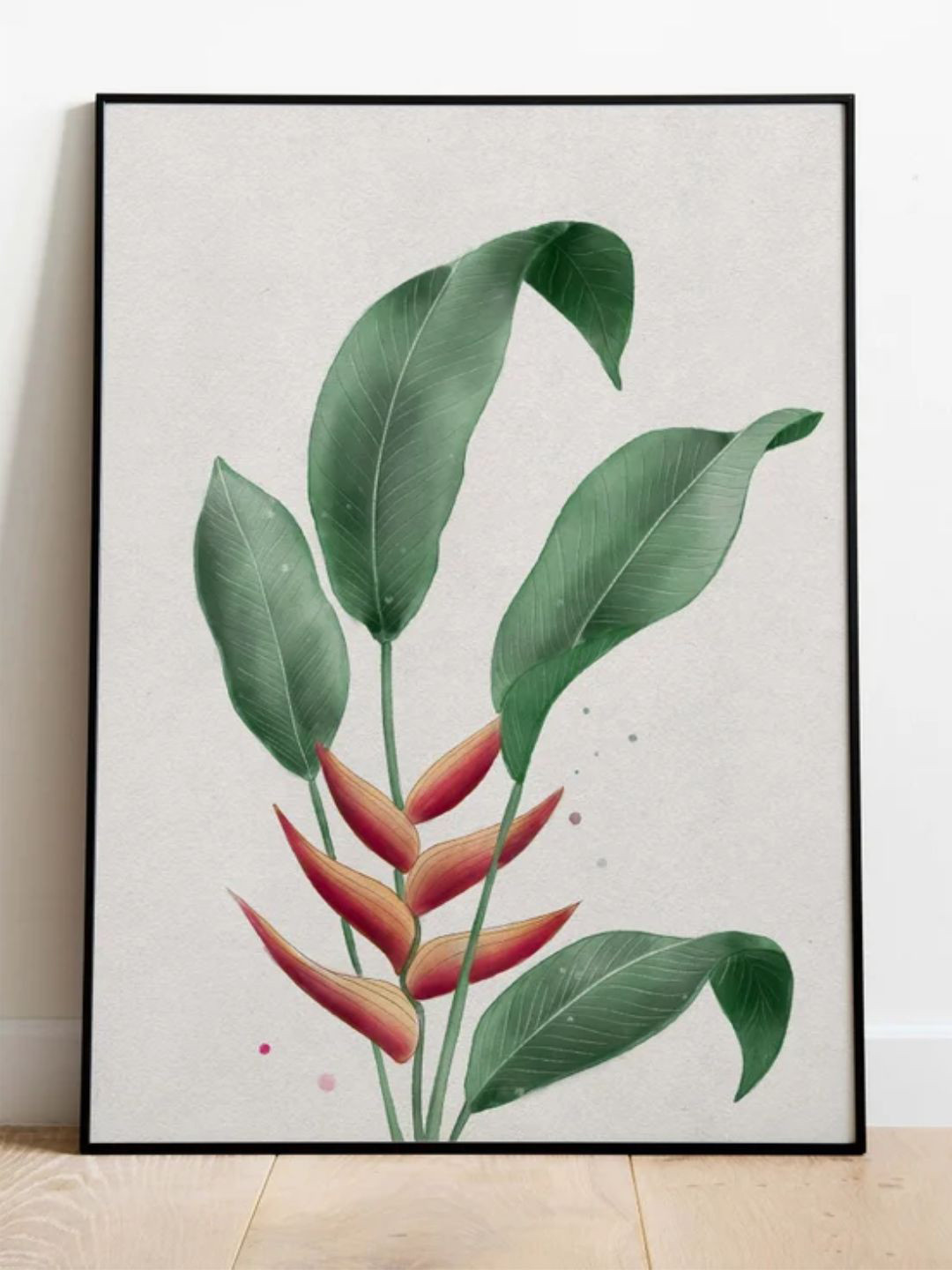 INDIAN CLASSIC ART Green & White Botanical Painting Framed Wall Art