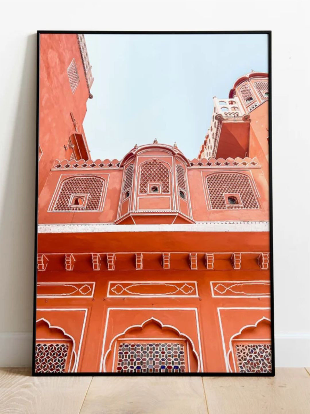 INDIAN CLASSIC ART Rust Red & Blue Hawa Mahal Wall Painting