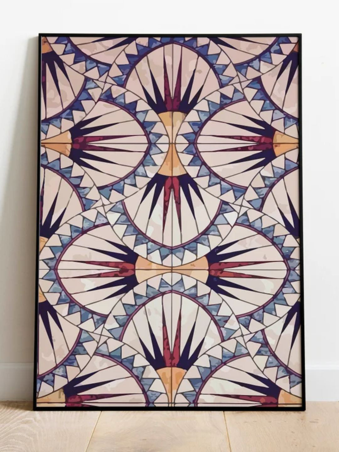 INDIAN CLASSIC ART Blue Ancient Tribal Painting Frame Wall Art