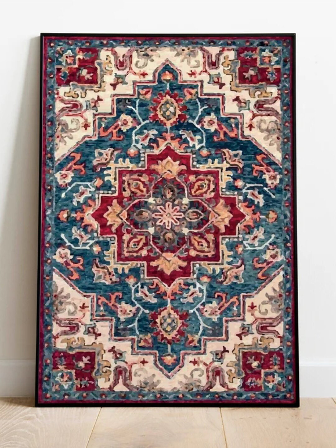 INDIAN CLASSIC ART Red & Blue Living Room Painting Frame Wall Art