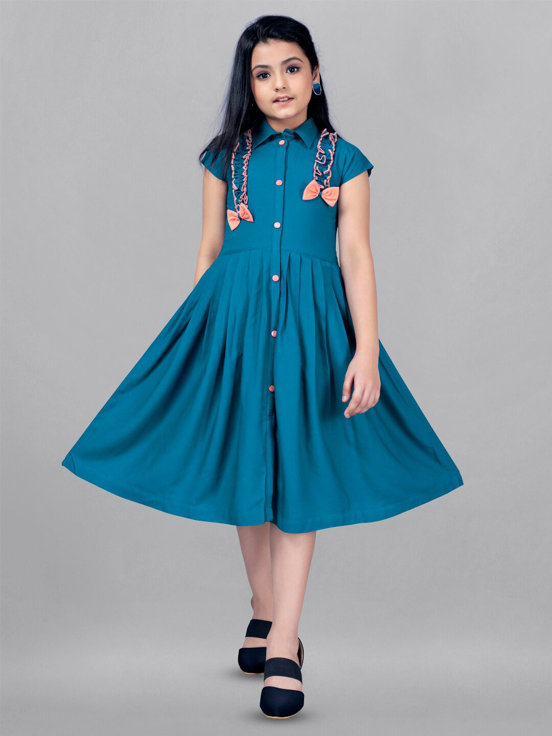 FASHION DREAM Shirt Style Midi Dress