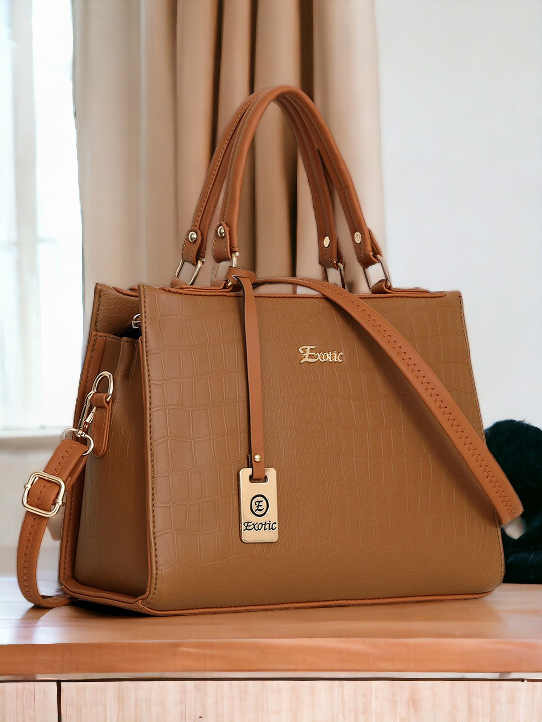 Exotic PU Structured Shoulder Bag