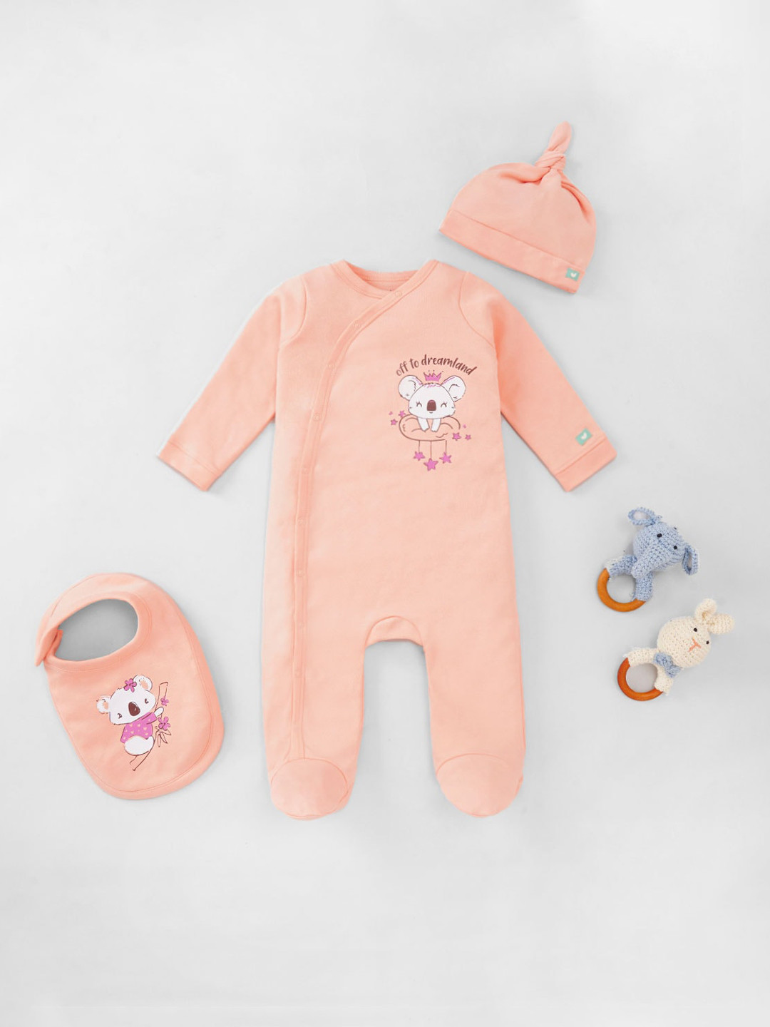 Ed-a-Mamma Baby Infant Girls Pack Of 3 Printed Pure Cotton Baby Apparel Gift Set