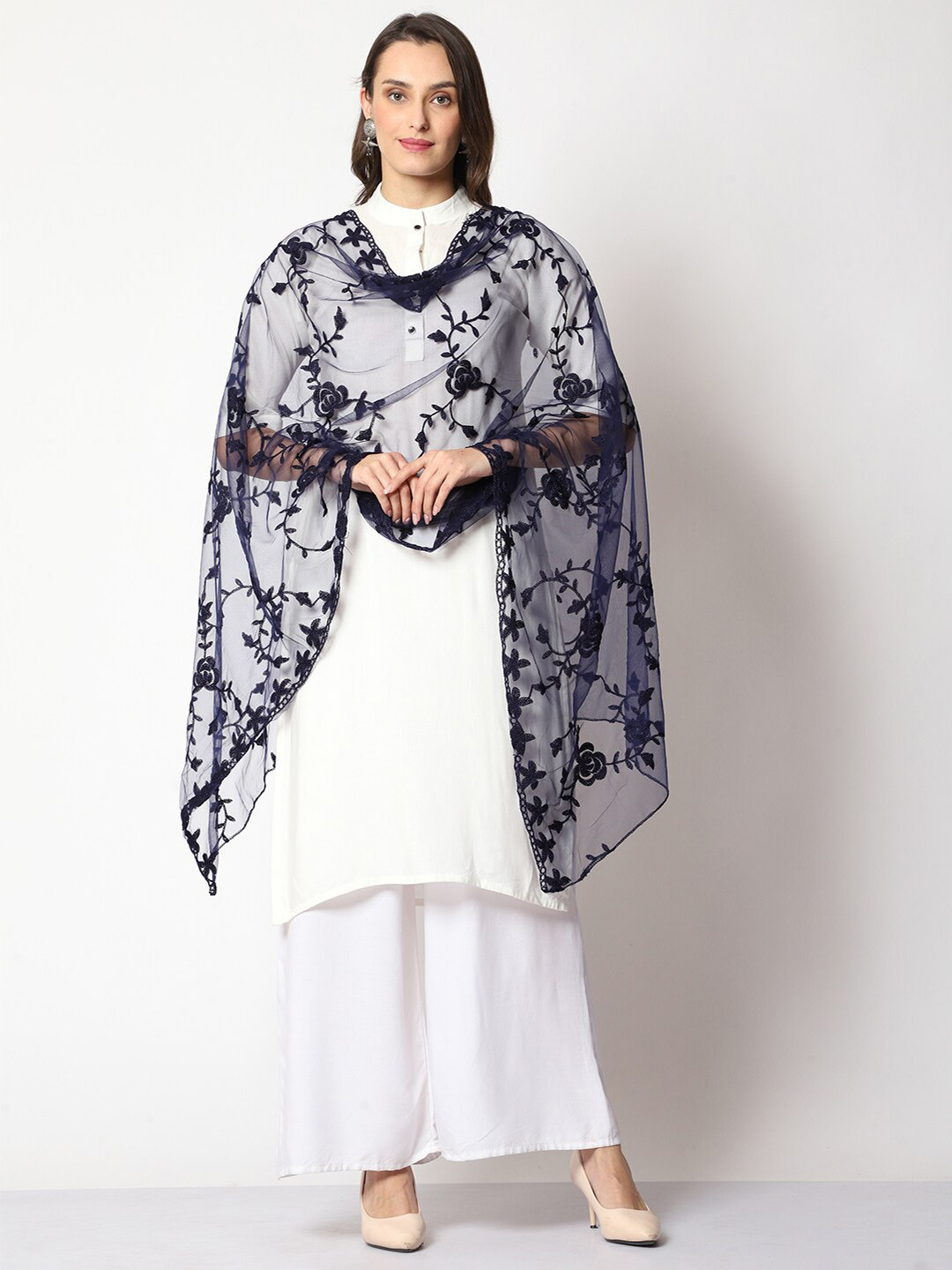 WEAVERS VILLA Floral Embroidered Dupatta