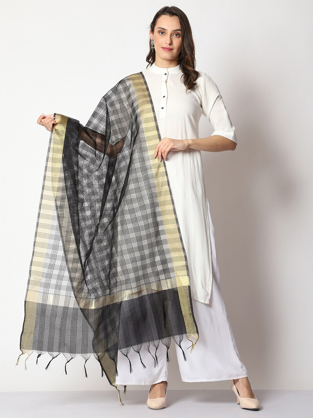 WEAVERS VILLA Woven Design Cotton Silk Dupatta