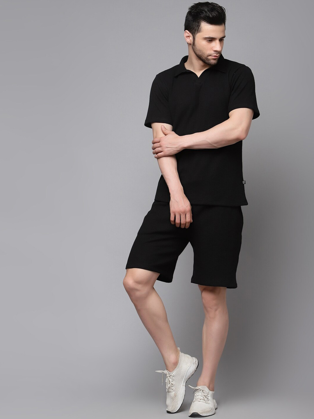 Rigo Men Pure Cotton Casual Waffle Shirt & Shorts Co-ords