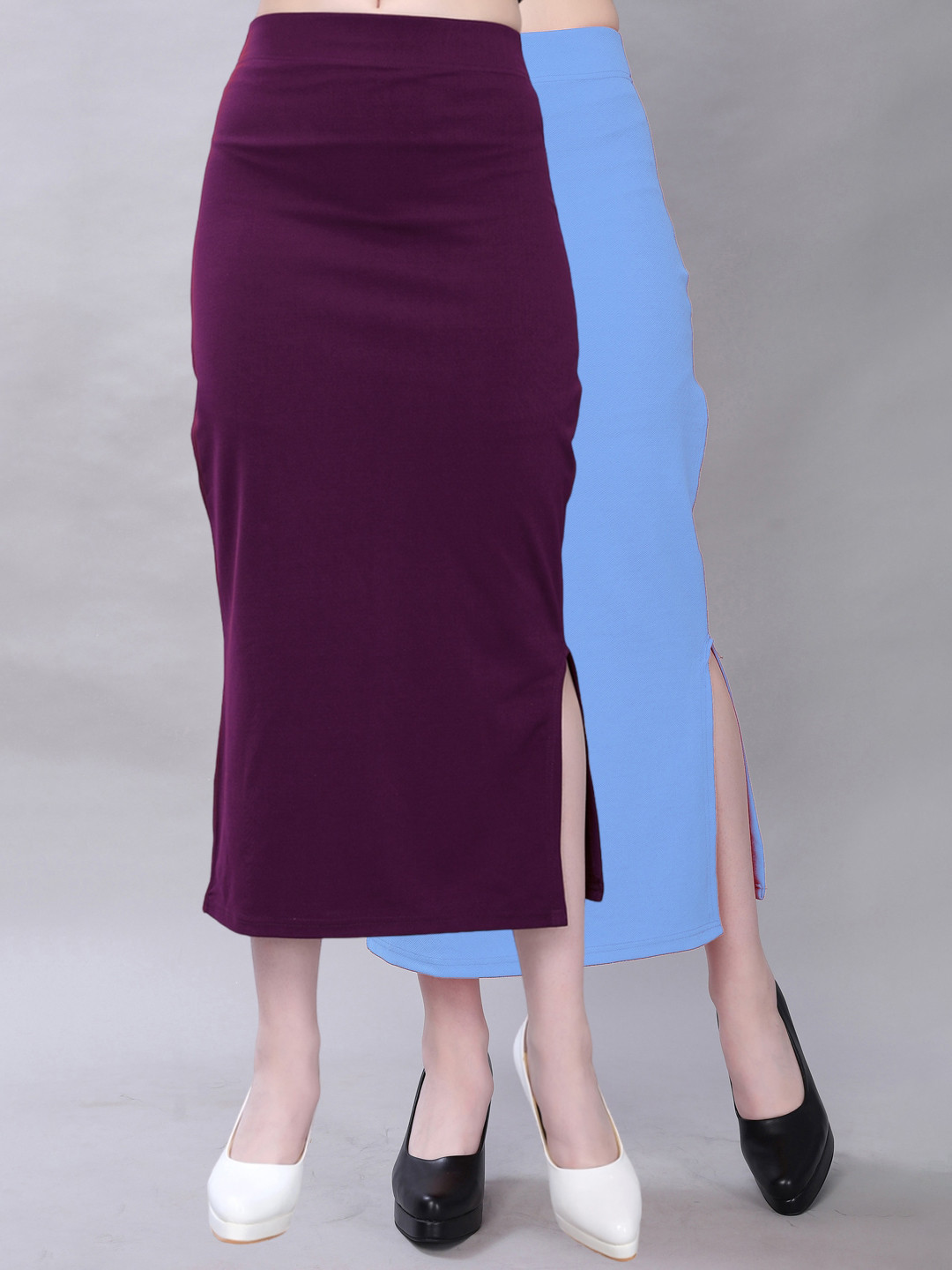 Selvia Pack Of 2 Side Hem Slit Saree Shapewear