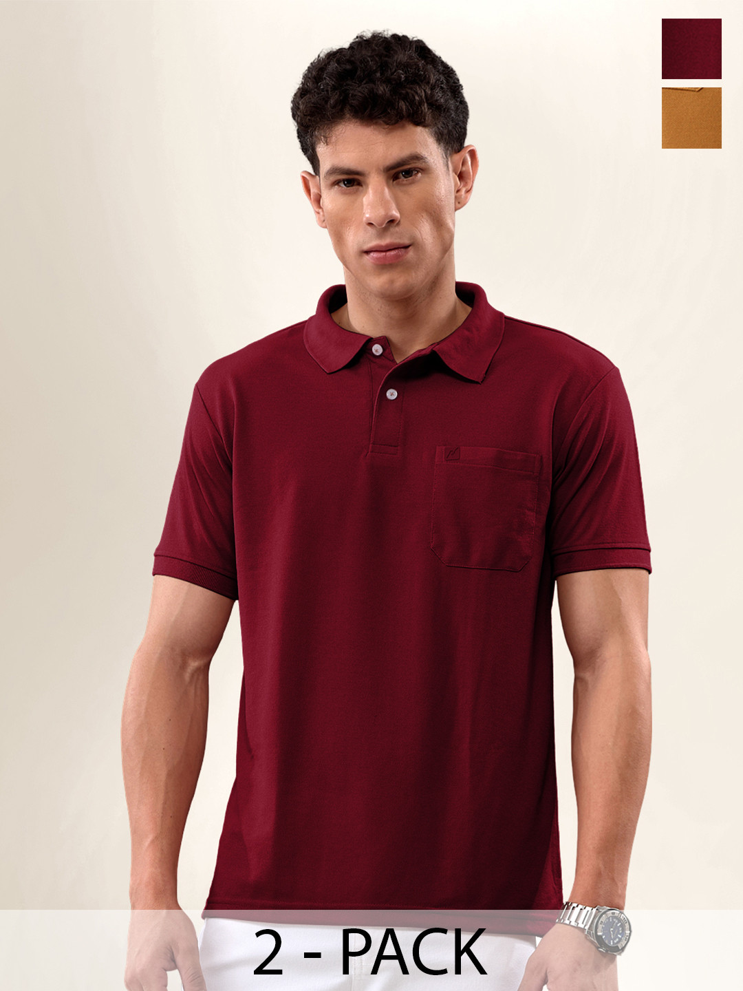 LUX NITRO Pack Of 2 Polo Collar Anti Odour Technology T-shirts