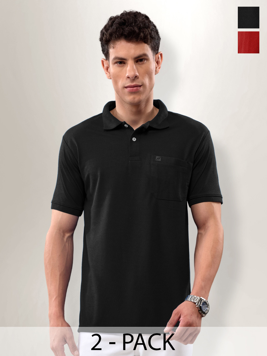 LUX NITRO Pack of 2 Polo Collar Anti Odour Cotton Blend T-Shirt