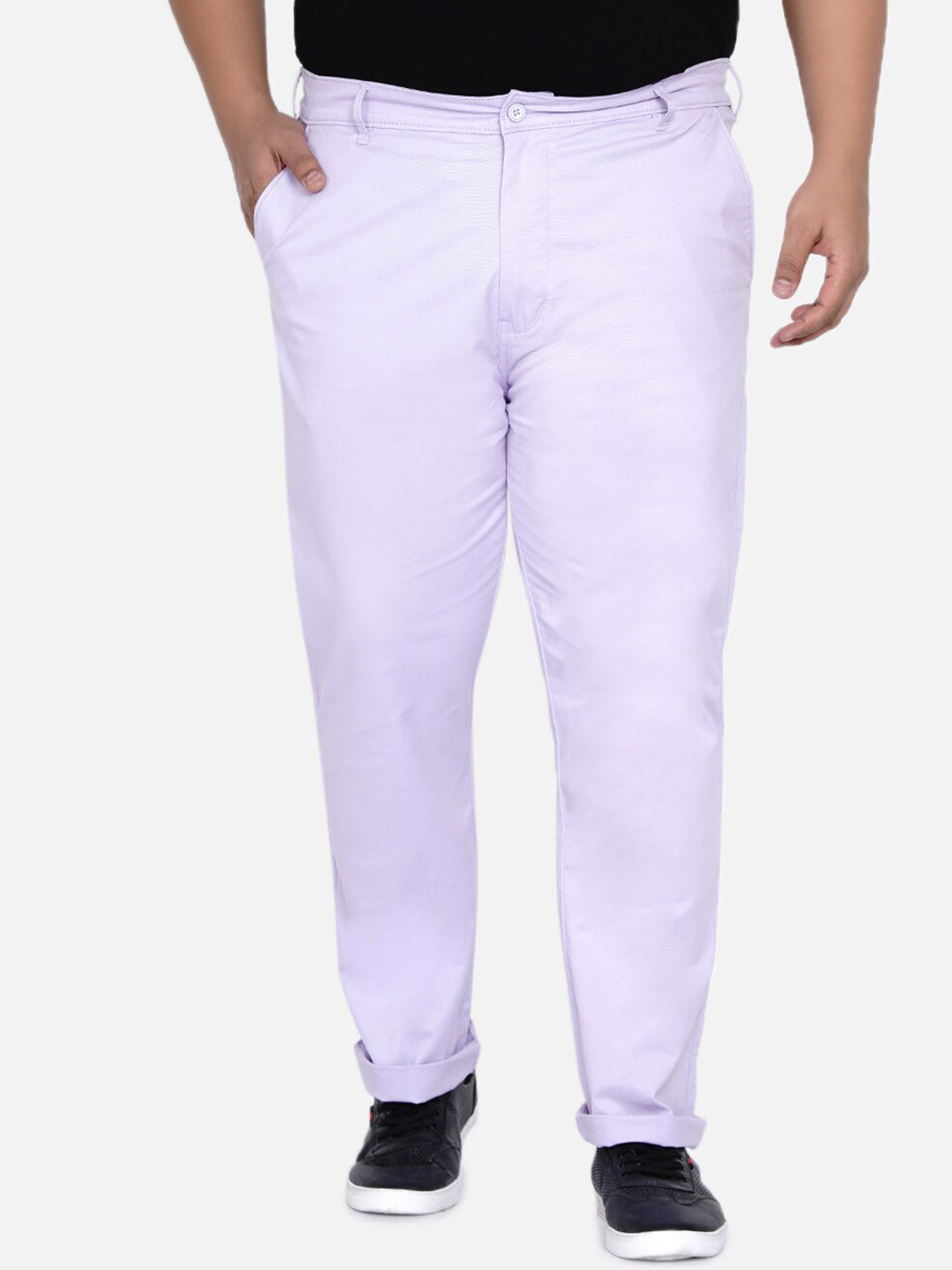 John Pride Men Plus Size Mid-Rise Easy Wash Chinos Trousers