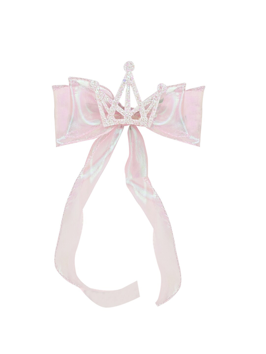 Aye Candy Girls Holographic Crown Embellished Bow Alligator Hair Clip