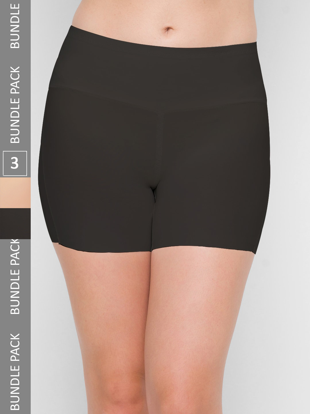NOIRA Women Pack Of 3 High-Rise Seamless Boy Shorts