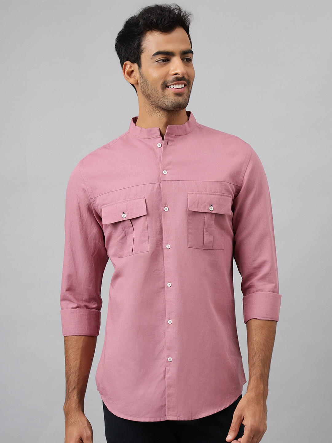 MR BUTTON Slim Fit Cotton Linen Casual Shirt