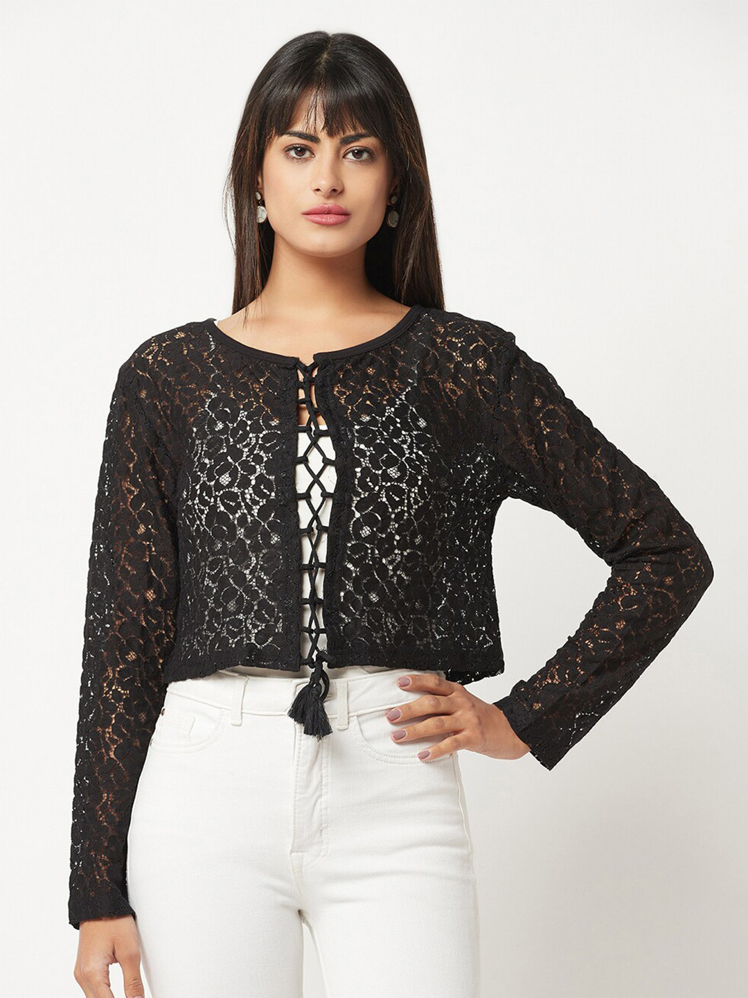 Espresso Women Tie-Up Shrug