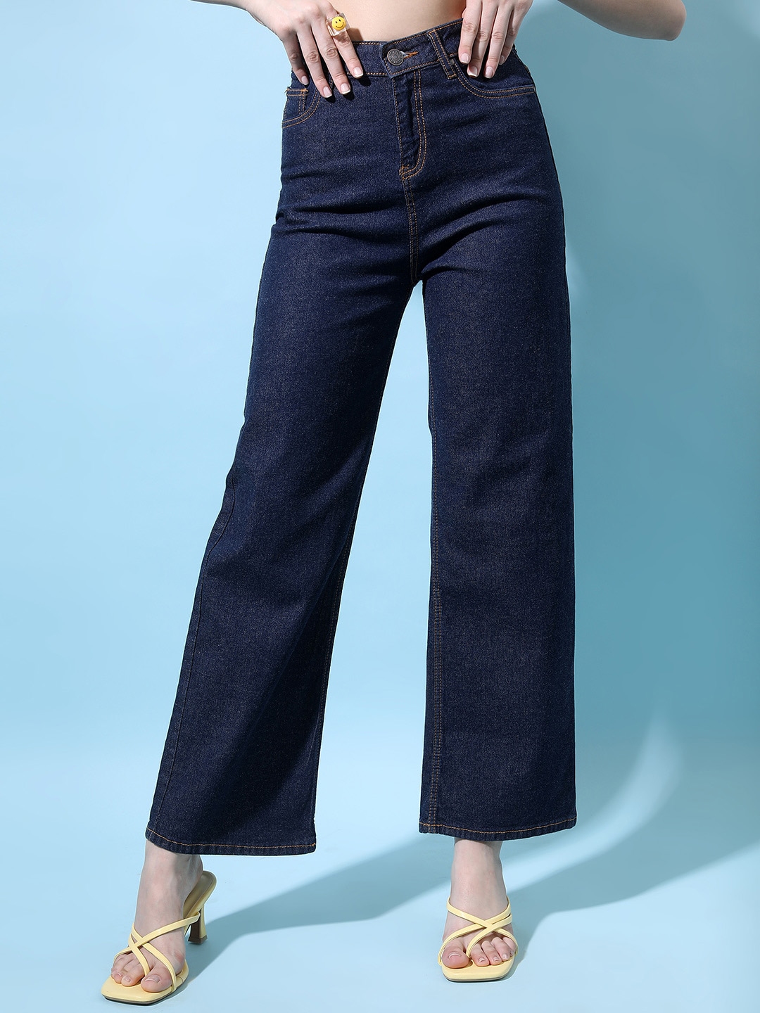 The Roadster Lifestyle Co. Women Blue Solid Wide-Leg Denim