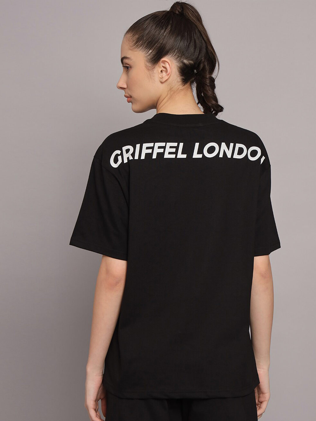 GRIFFEL Typography Printed Extended Sleeves Cotton T-Shirt