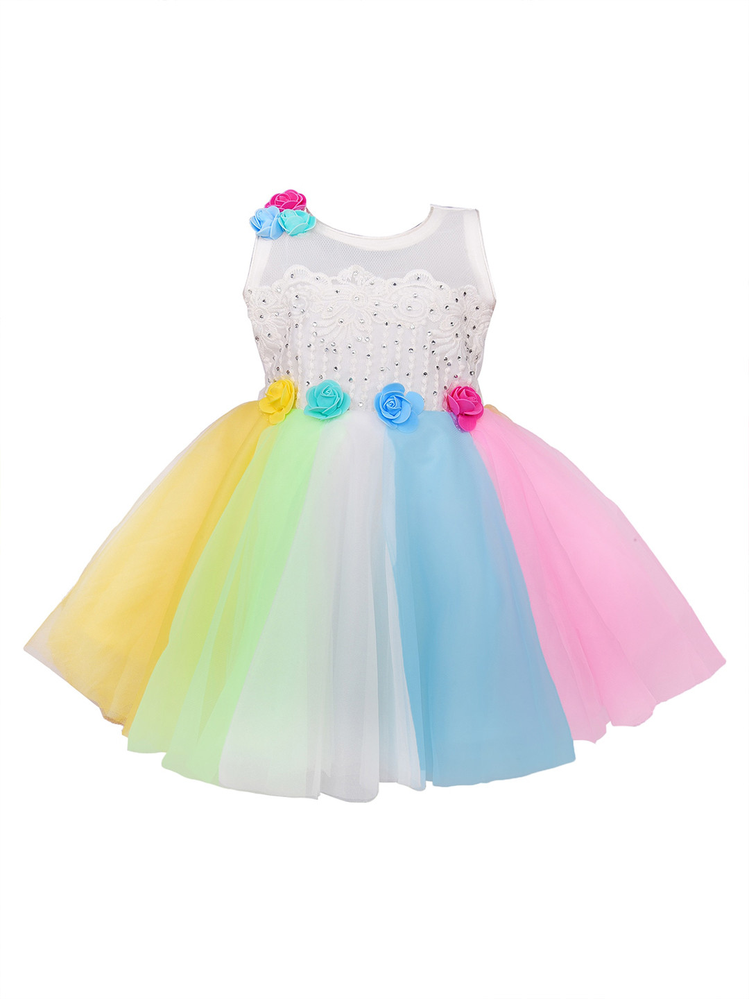 Wish Karo Embellished Net Fit & Flare Dress