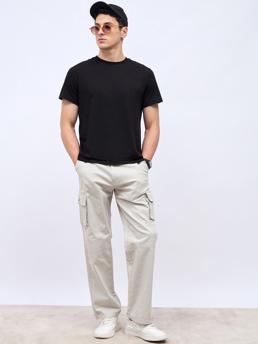 Styli Men Panel Detail Cotton Twill Oversized Cargo