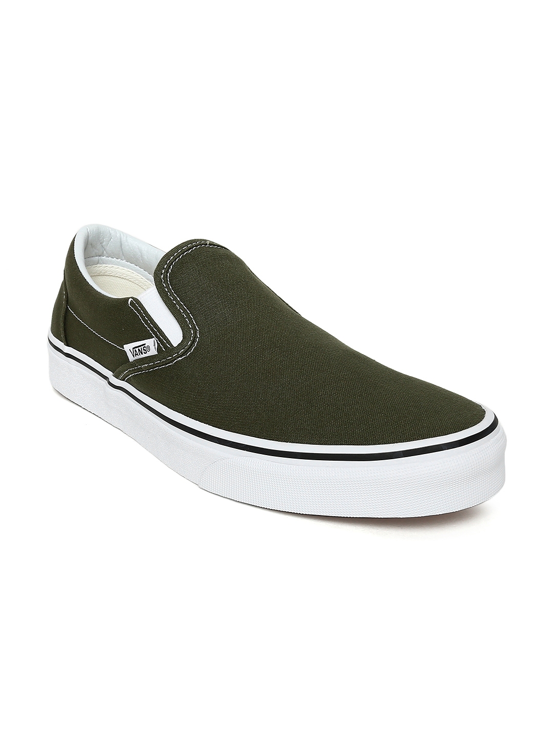 Olive green store slip on vans