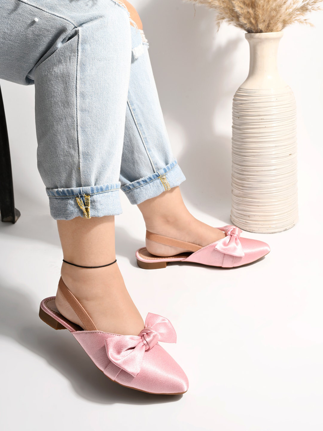 Shoetopia Bow Women Embellished Slingback Flats