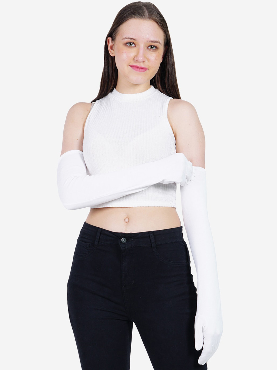 TEEMOODS Women Solid Cotton Long Full Hand Gloves