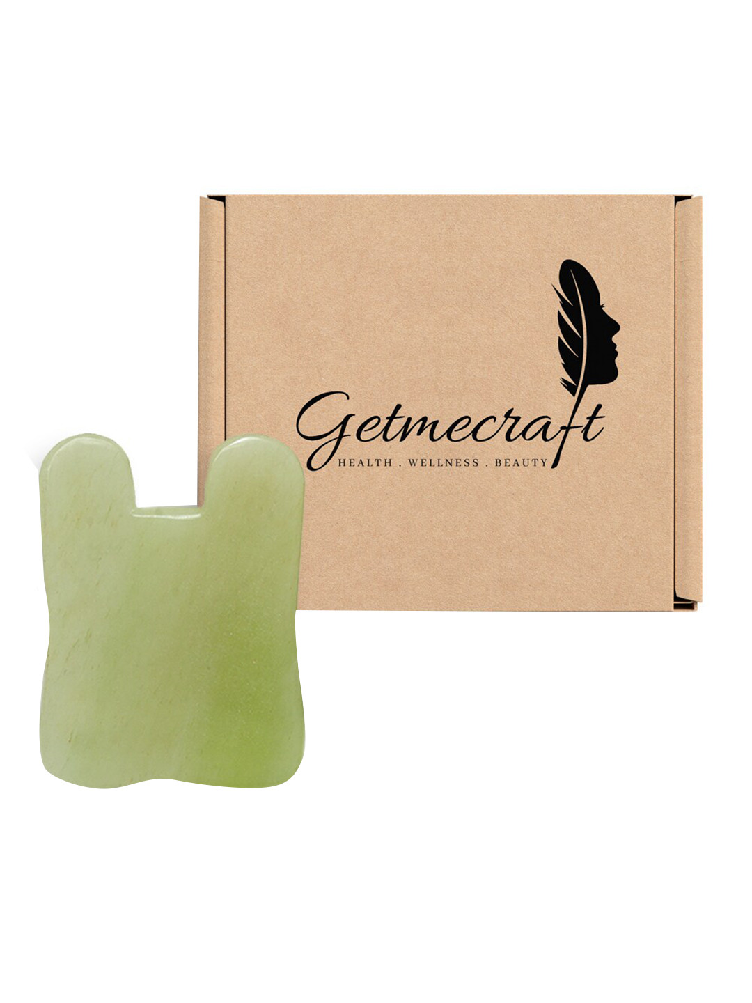 Getmecraft Rabbit Ear Shaped Green Jade Gua Sha Massage Tool