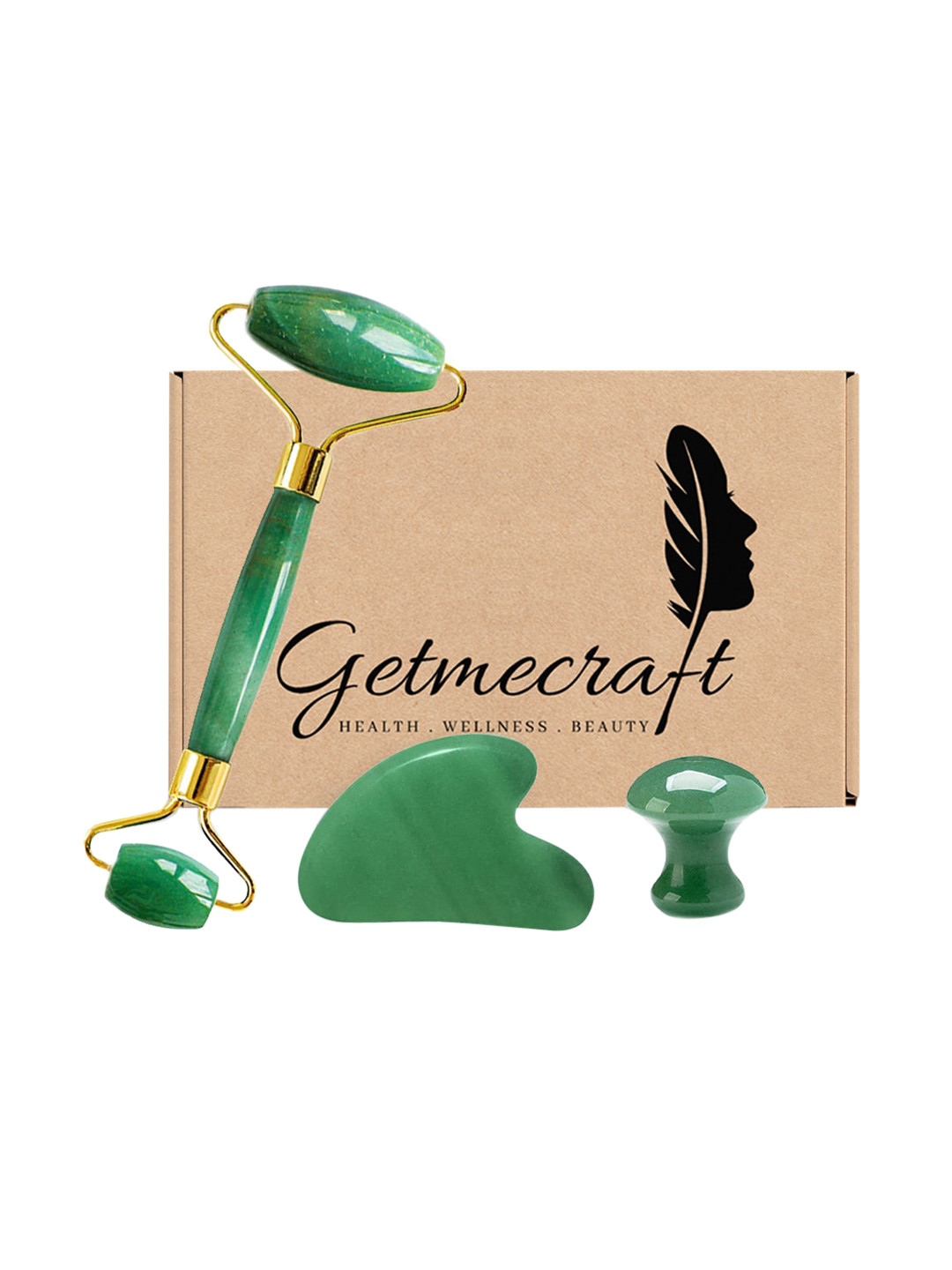 Getmecraft Green Jade Aventurine Face Roller & Gua Sha With Mushroom Gua Sha