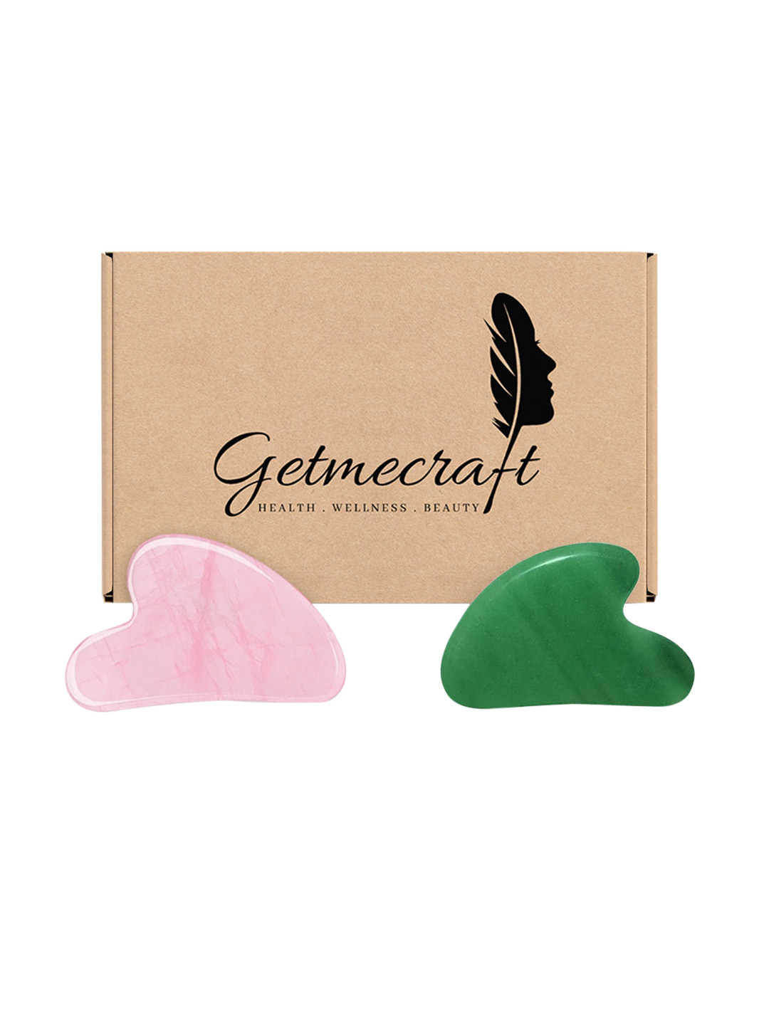 Getmecraft Rose Quartz & Jade Gua Sha Facial Massage Tool Set