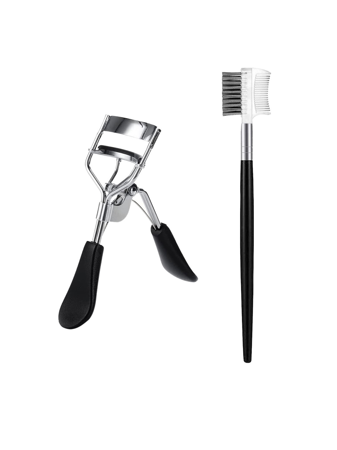 Getmecraft Set of Eyelash Curler & Eyebrow Brush with Comb - Black