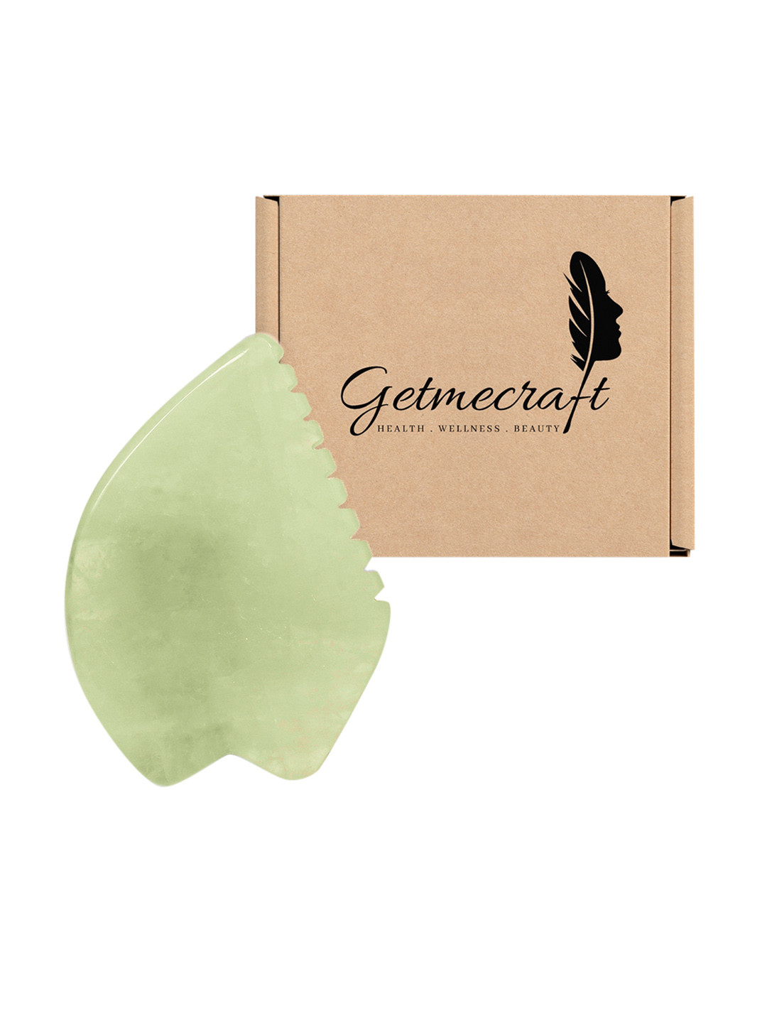 Getmecraft Green Jade Leaf Shape Gua Sha Facial Massage tool with Teeth Shape Edges