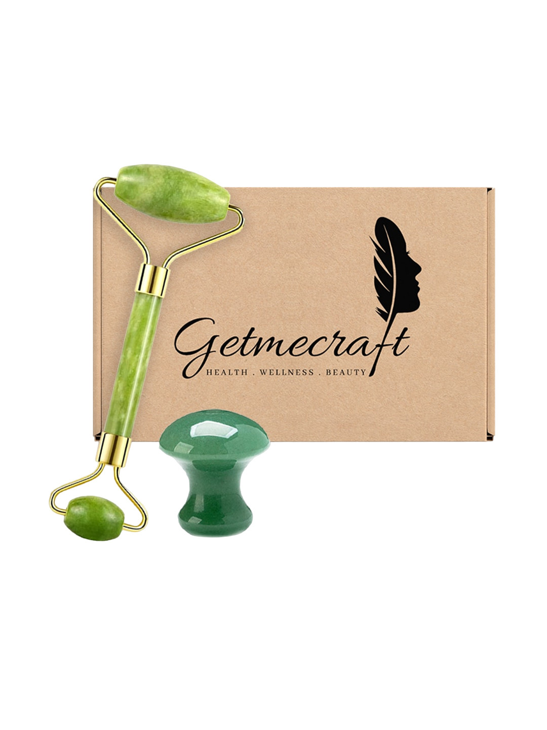 Getmecraft Jade Face Roller & Mushroom Gua Sha Facial Massage Tool Set