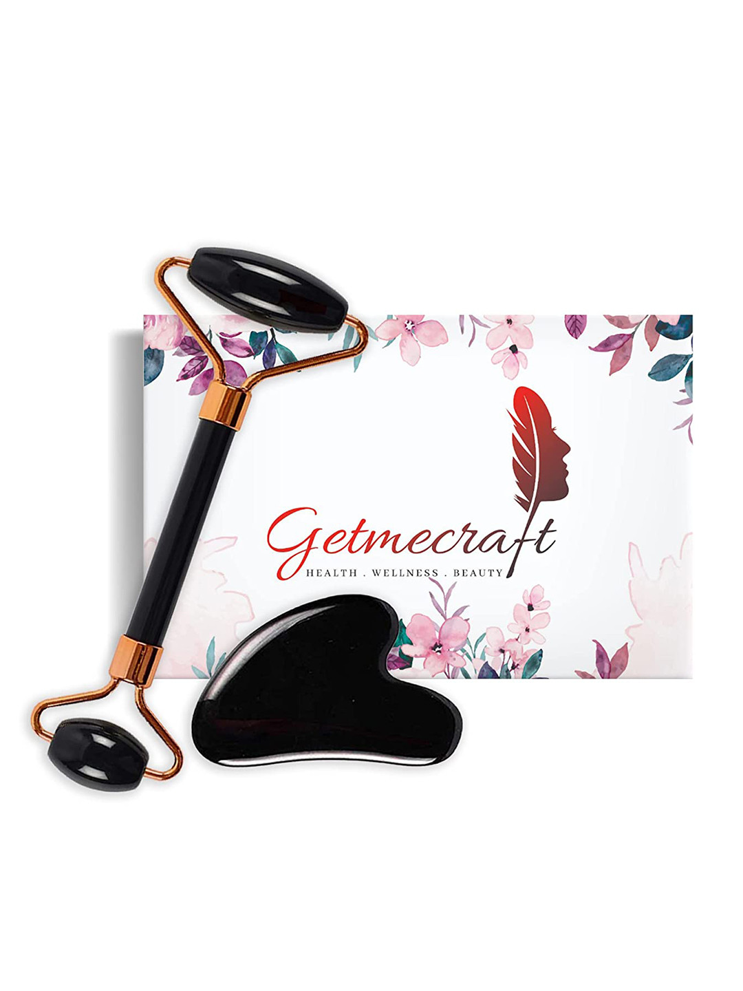Getmecraft Black Obsidian Roller Gua Sha Set
