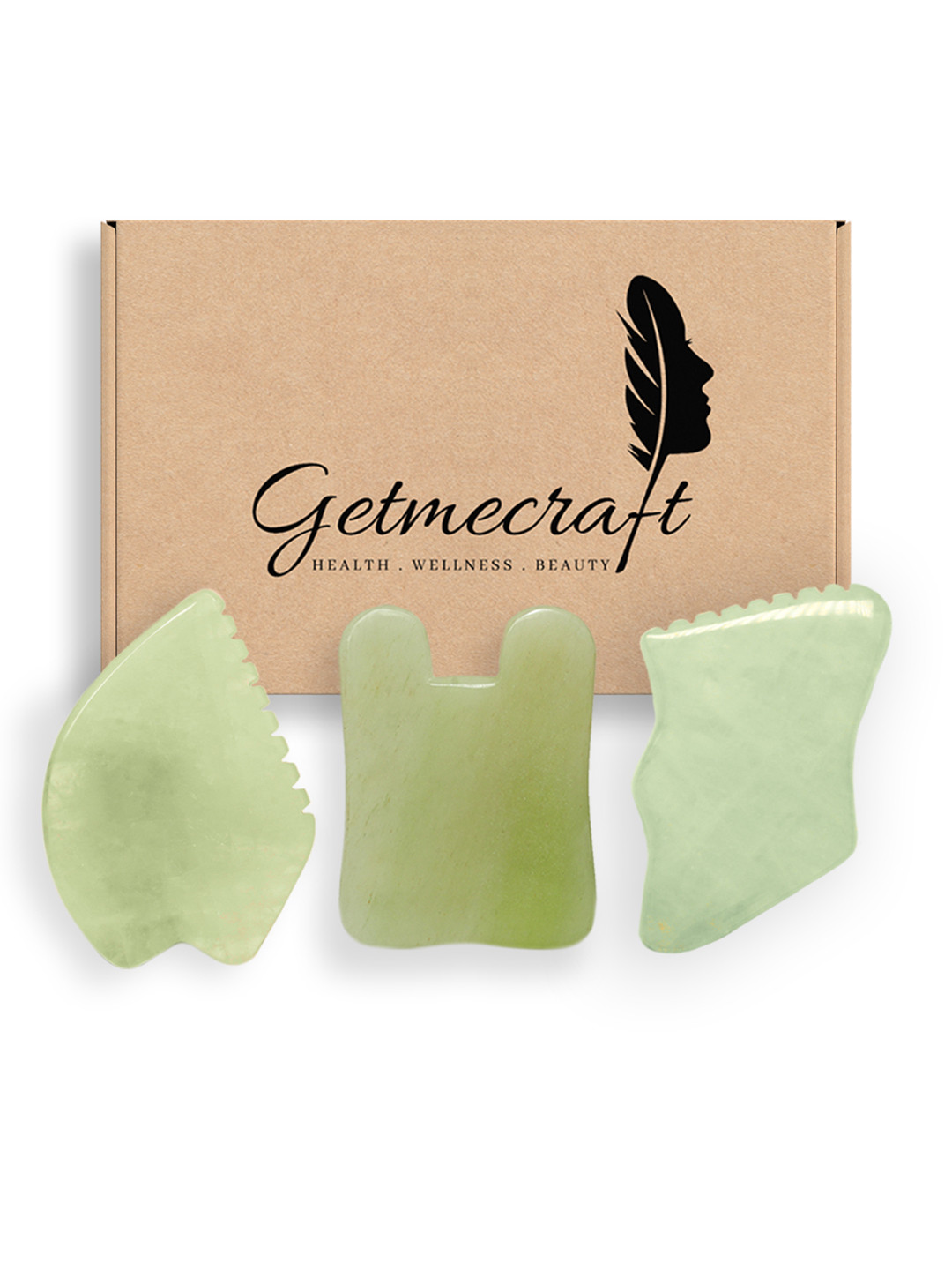 Getmecraft Jade Leaf Shape Gua Sha Rabbit Ear Shape Gua Sha and Teeth Edge Shape Gua Sha