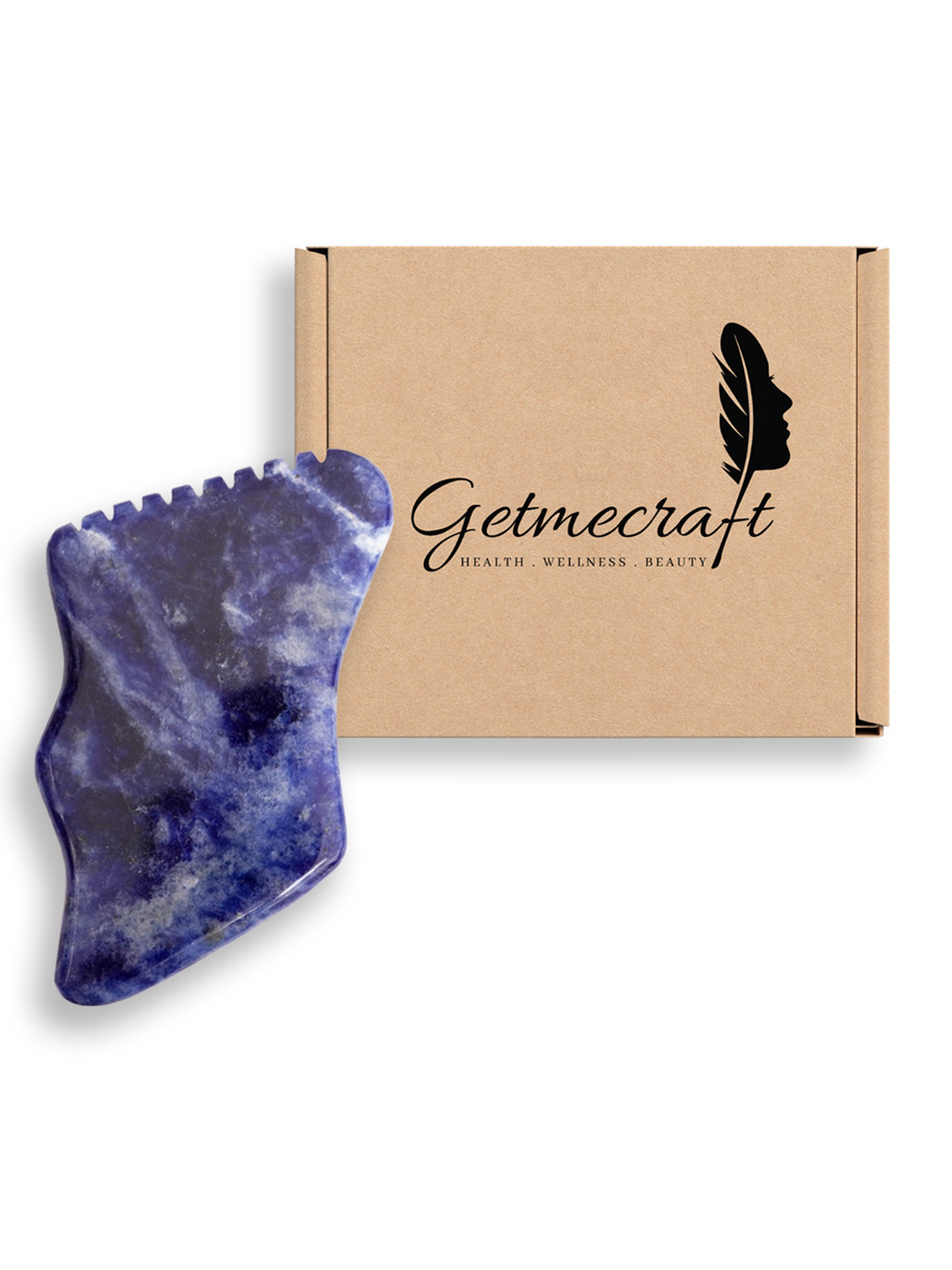 Getmecraft Sodalite Gua Sha Facial Massage Tool with Teeth Shape Sides & Ridges