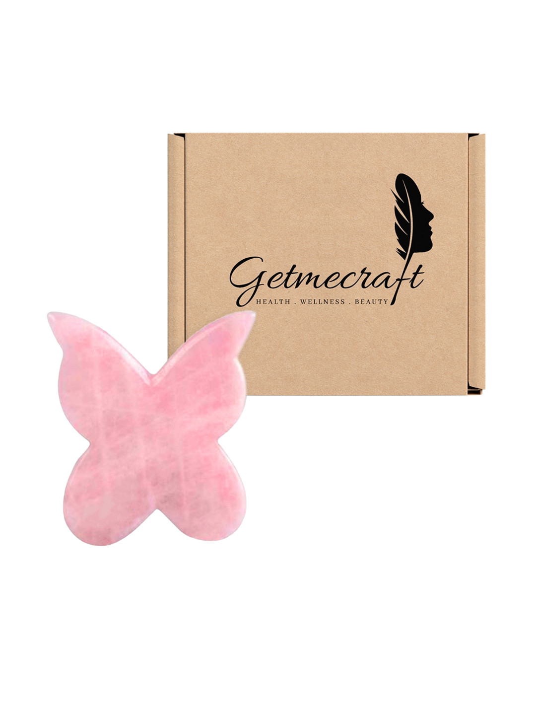 Getmecraft Rose Quartz Butterfly Gua Sha Massage Tool - Pink