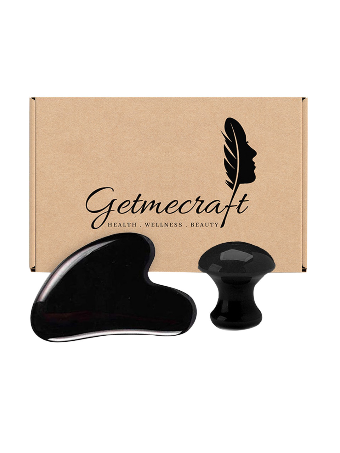 Getmecraft Set of Black Obsidian Gua Sha & Mushroom Gua Sha Facial Massage Tool