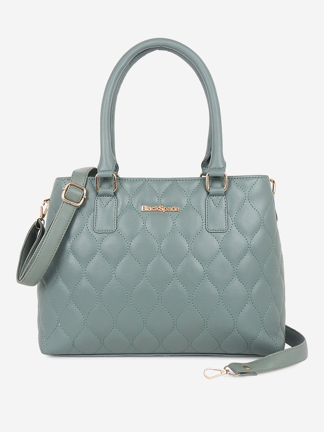 Black Spade Structured Handheld Bag With Quilted