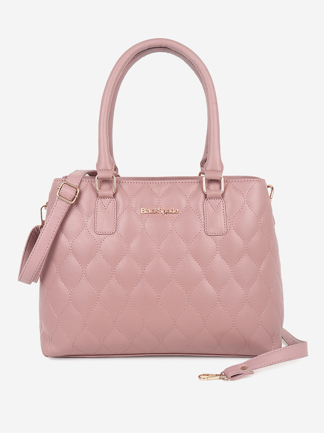 Black Spade Structured Handheld Bag With Quilted