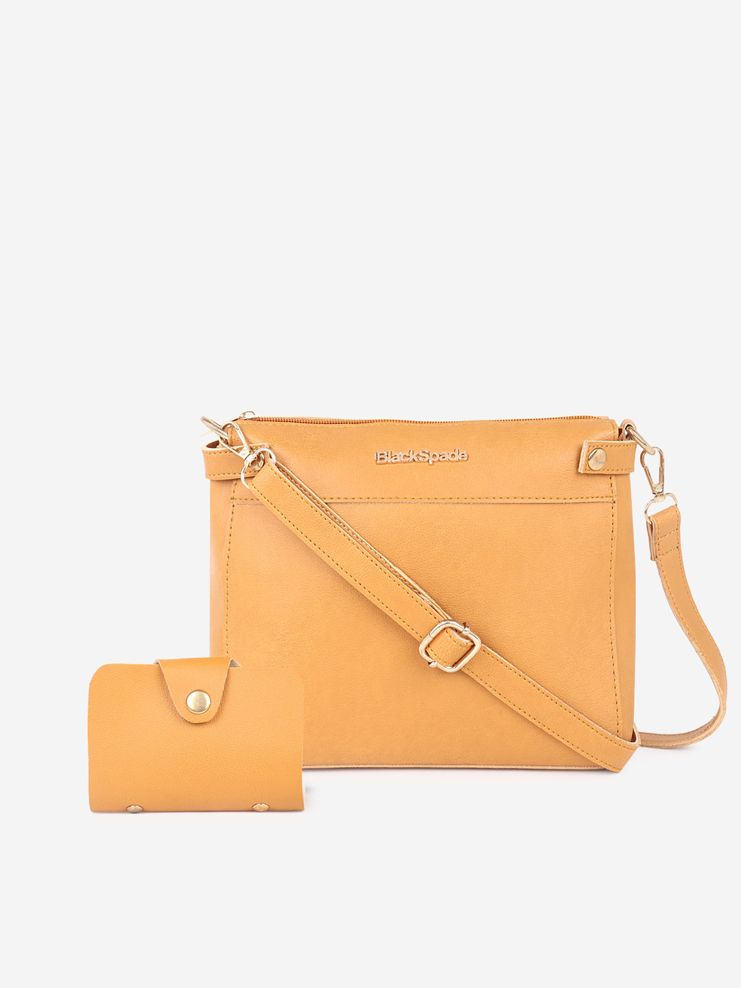 Black Spade Structured Sling Bag with Card Holder