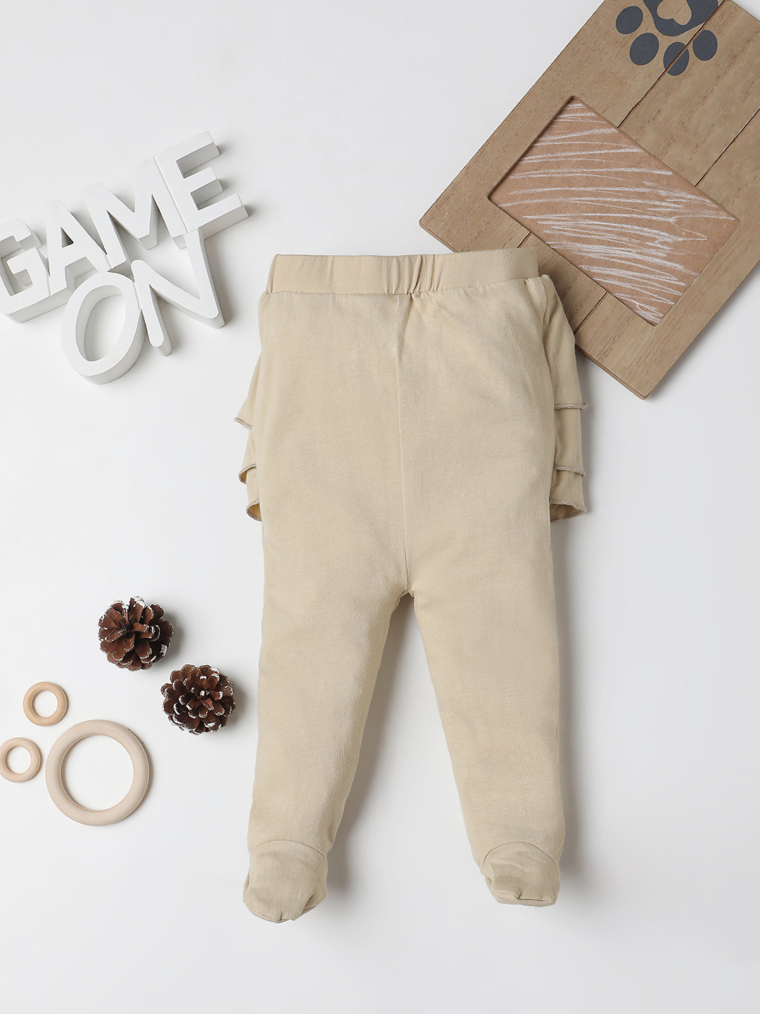 Fancy Fluff Girls Knitted Pleated Tiered Skirt-Style Leggings With Attached Booties